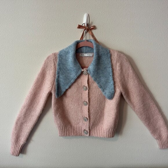 Zara Cardigan with Contrasting Collar - Picture 3 of 9